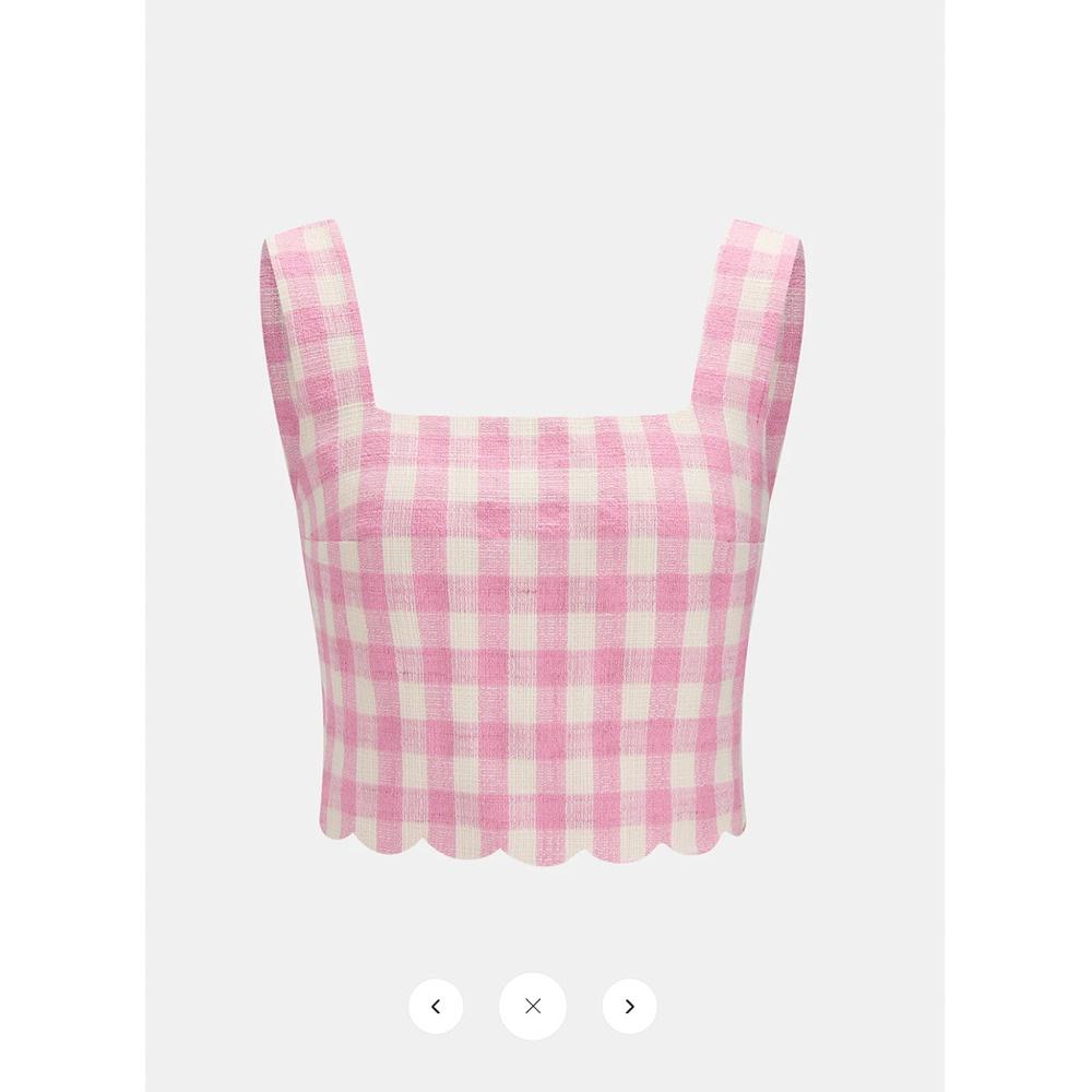 NWT Commense Gingham Scallop Hem Crop Top & Shorts Set Sz L - Picture 3 of 8